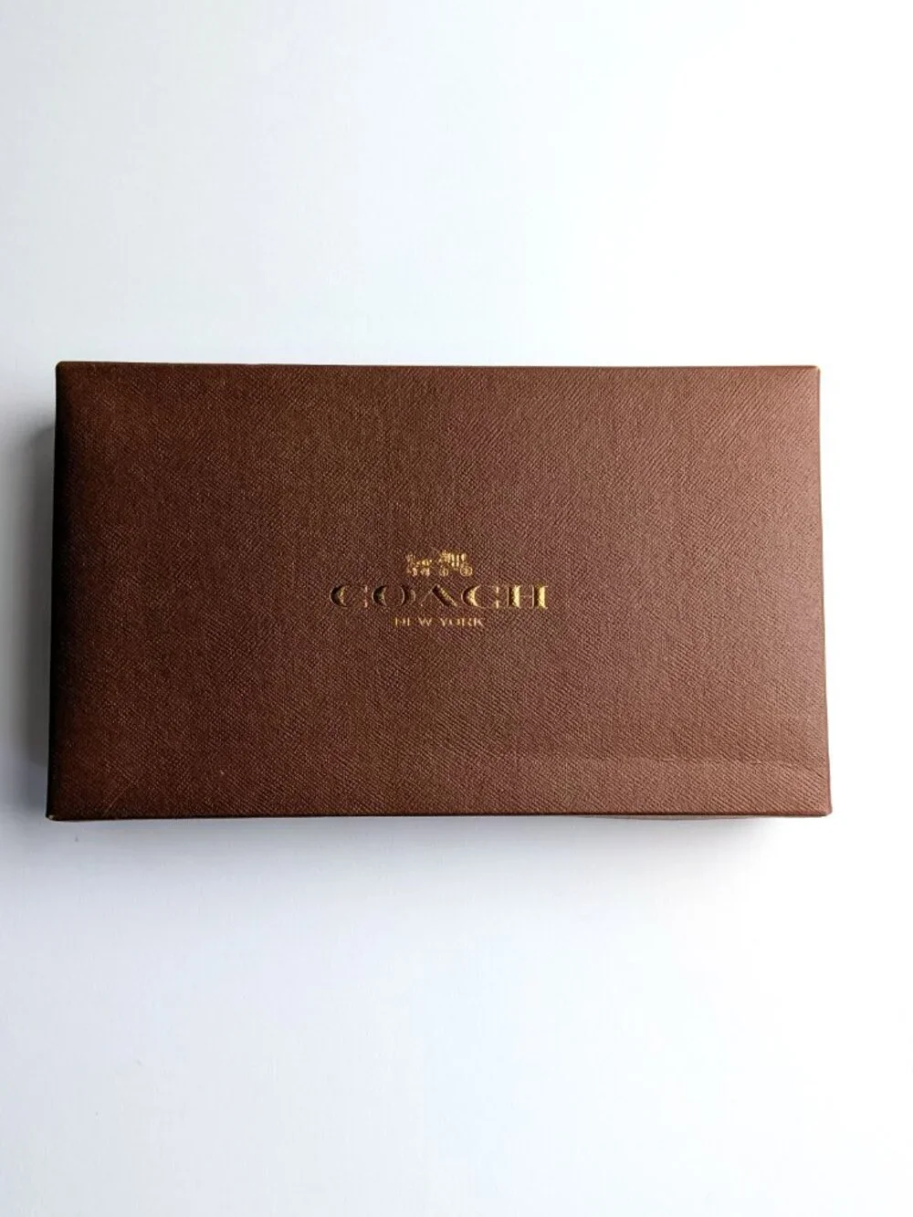 Authentic Coach Brown Wallet Gift Box Set with Red Ribbon, Tissue & Sticker